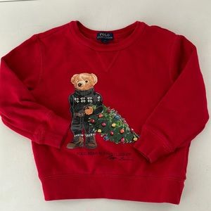 Little Boy's Christmas Polo Bear Crewneck Sweater Size 4T
